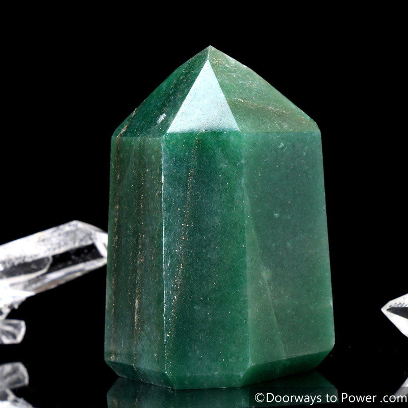 John of God Green Aventurine Master Dow Casa Crystal Point w/ Pyrite