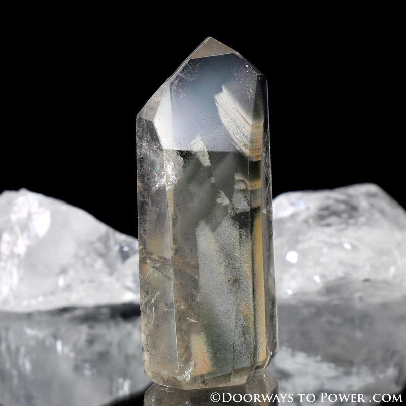 Actinolite Phantom Quartz Crystal Point w/ Rainbows