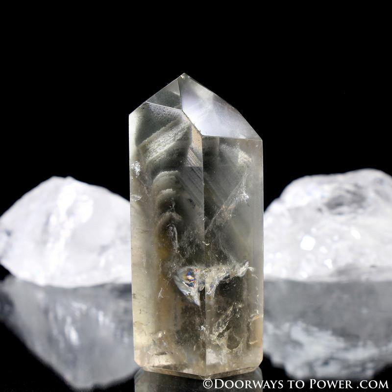 Actinolite Phantom Quartz Crystal Point w/ Rainbows