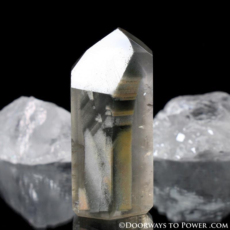 Actinolite Phantom Quartz Crystal Point w/ Rainbows
