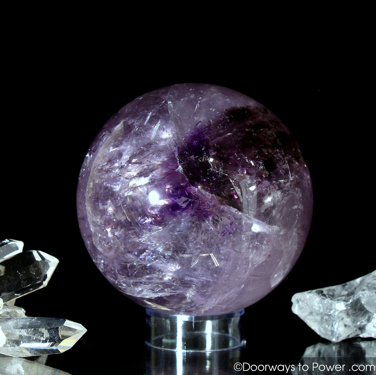 John of God Amethyst Violet Flame Devic Temple Crystal Sphere w/ Rainbows