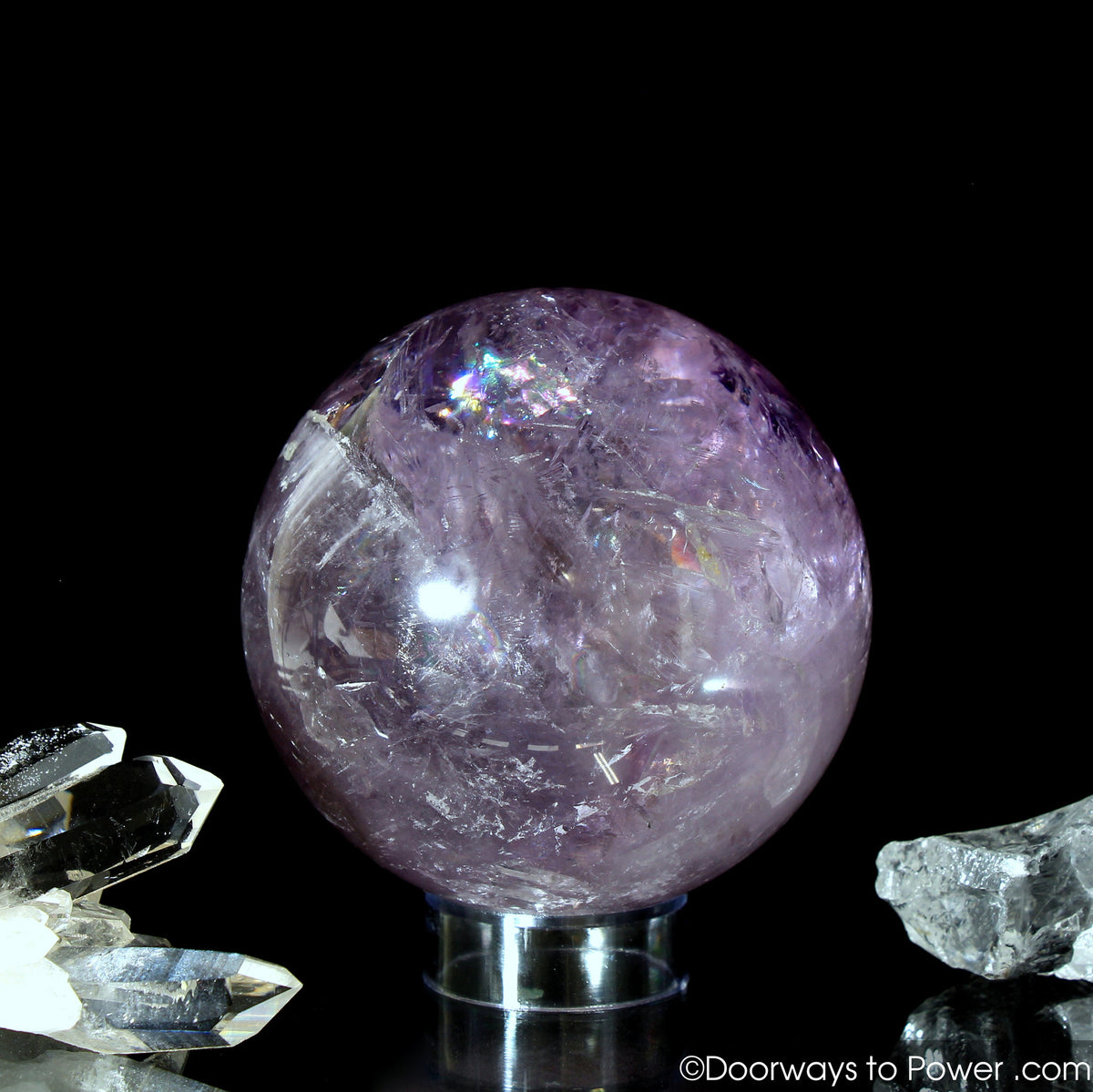 John of God Amethyst Violet Flame Devic Temple Crystal Sphere w/ Rainbows