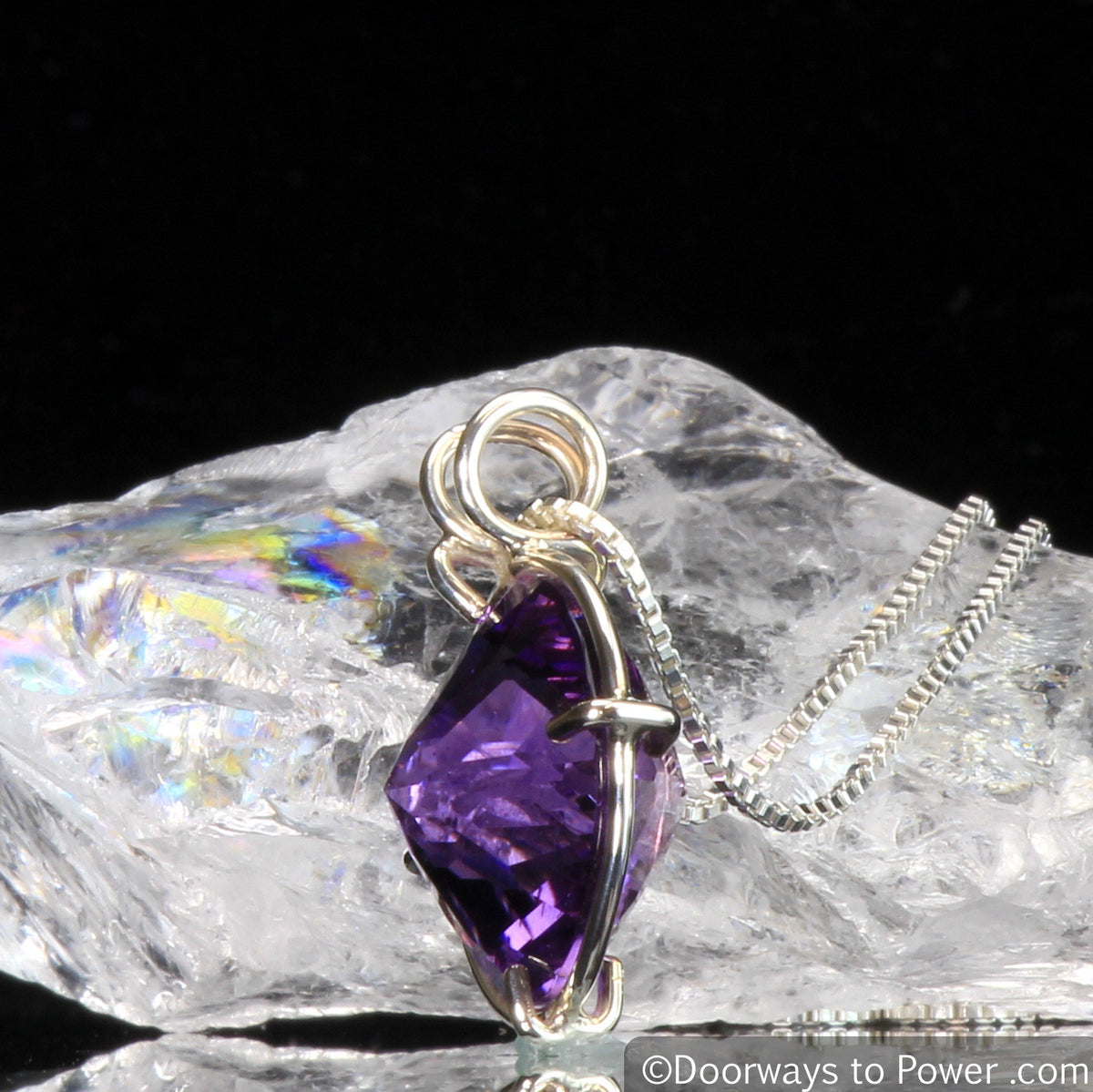 Amethyst Radiant Heart Crystal Pendant