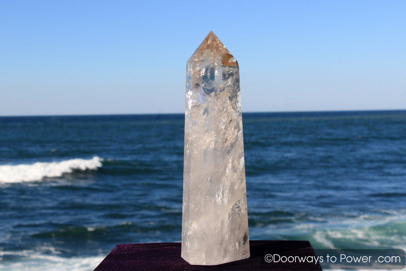 John of God Casa Healing Quartz Crystal Tower w/ Devic Temple & Rainbows