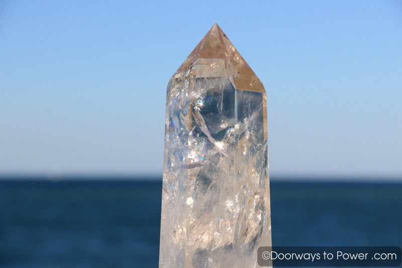 John of God Casa Healing Quartz Crystal Tower w/ Devic Temple & Rainbows