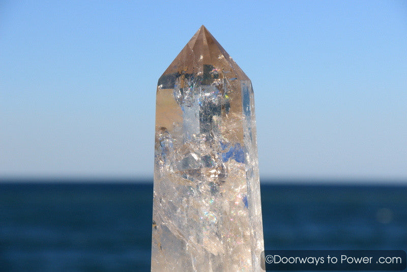 John of God Casa Healing Quartz Crystal Tower w/ Devic Temple & Rainbows
