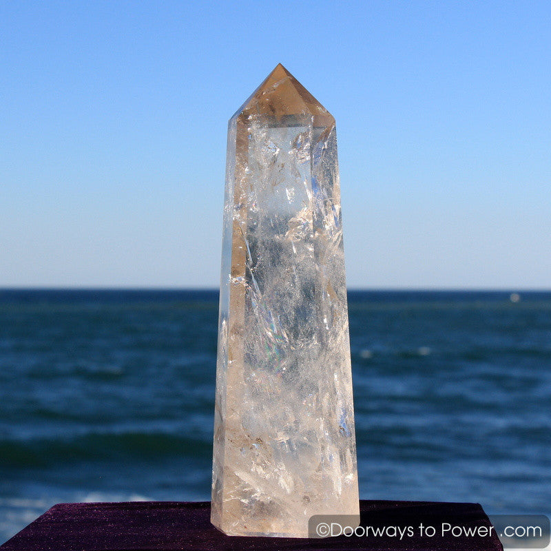 John of God Casa Healing Quartz Crystal Tower w/ Devic Temple & Rainbows