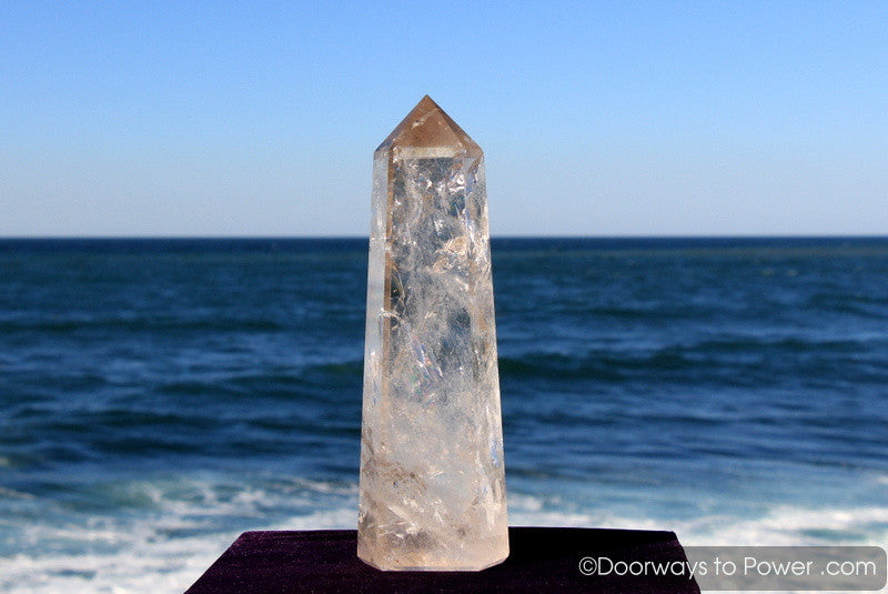 John of God Casa Healing Quartz Crystal Tower w/ Devic Temple & Rainbows