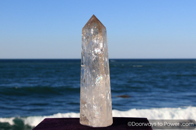 John of God Casa Healing Quartz Crystal Tower w/ Devic Temple & Rainbows