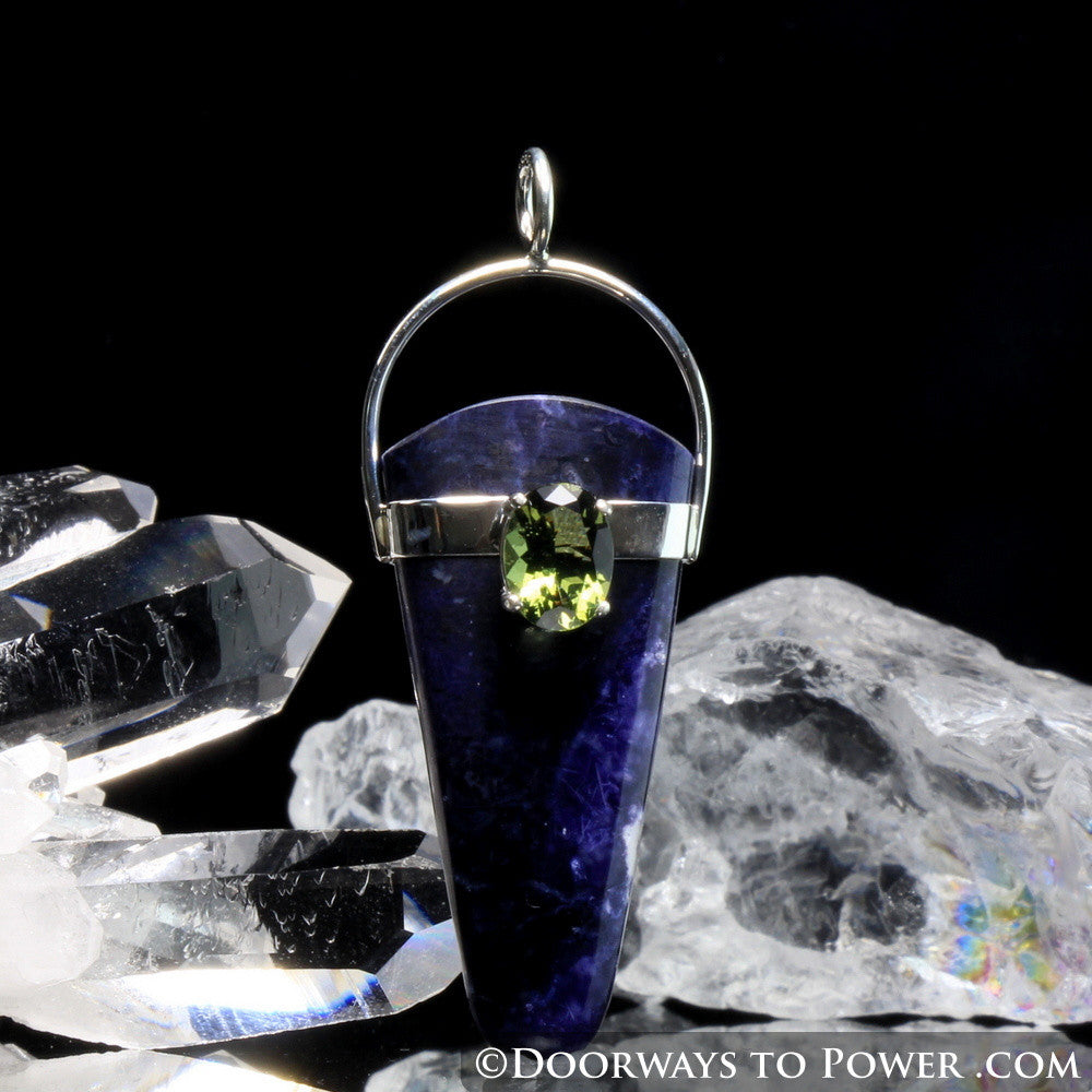 Violet Flame Opal Pendant w/ Moldavite