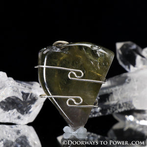 Emerald Auralite Wire Wrap Pendant .925 SS