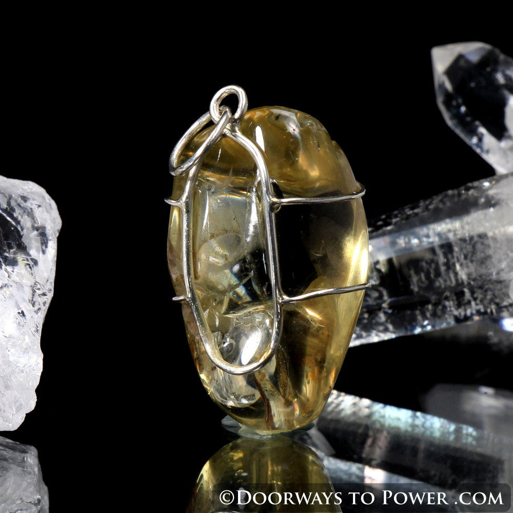 Golden Labradorite Wire Wrap Pendant .925 SS