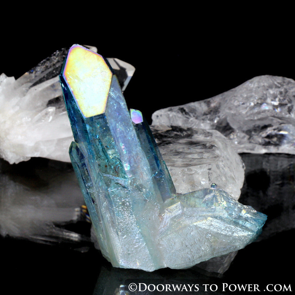 Aqua Aura Quartz Record Keeper Crystal w/ Twin