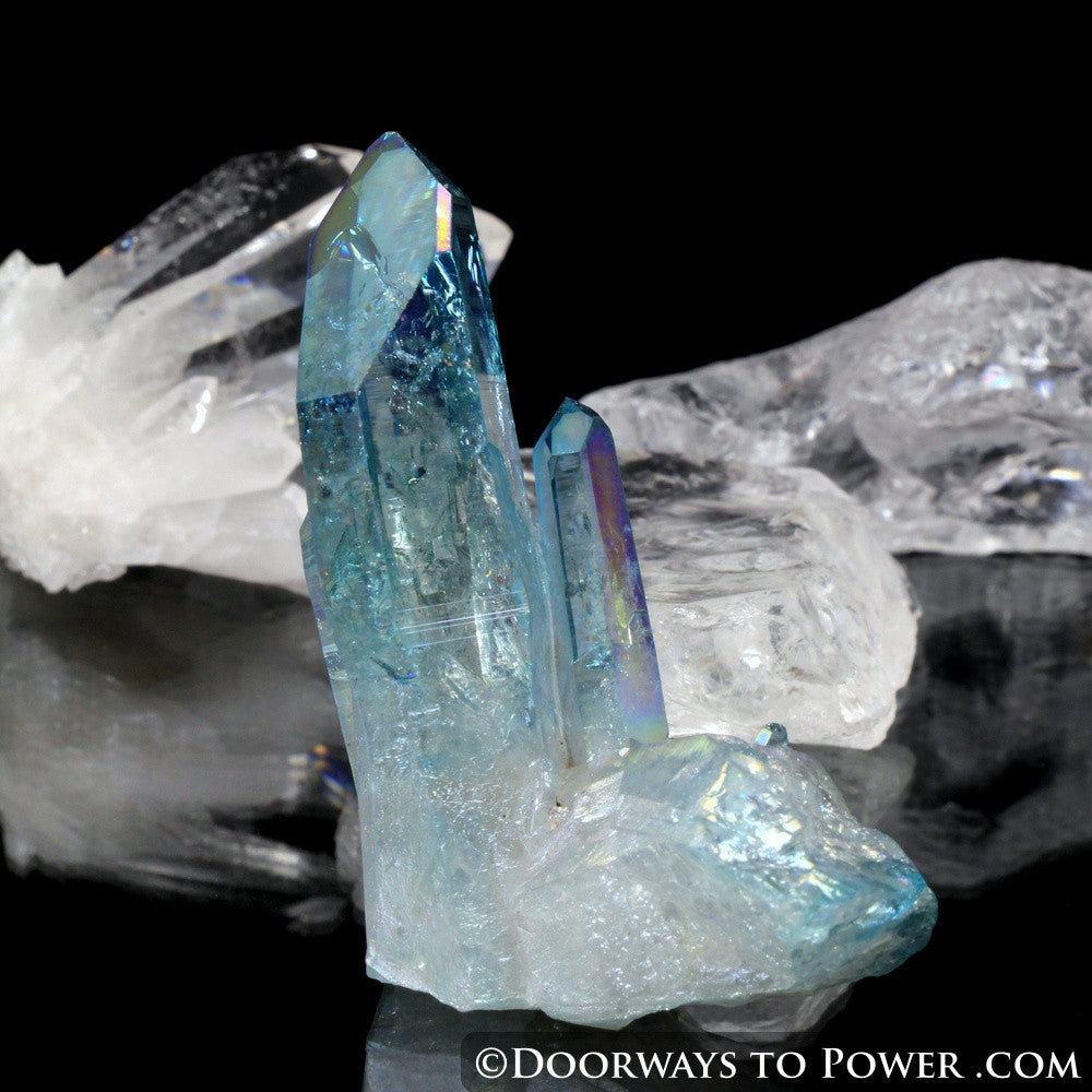 Aqua Aura Quartz Record Keeper Crystal w/ Twin