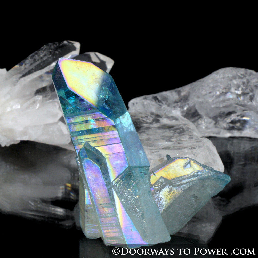 Aqua Aura Quartz Record Keeper Crystal w/ Twin