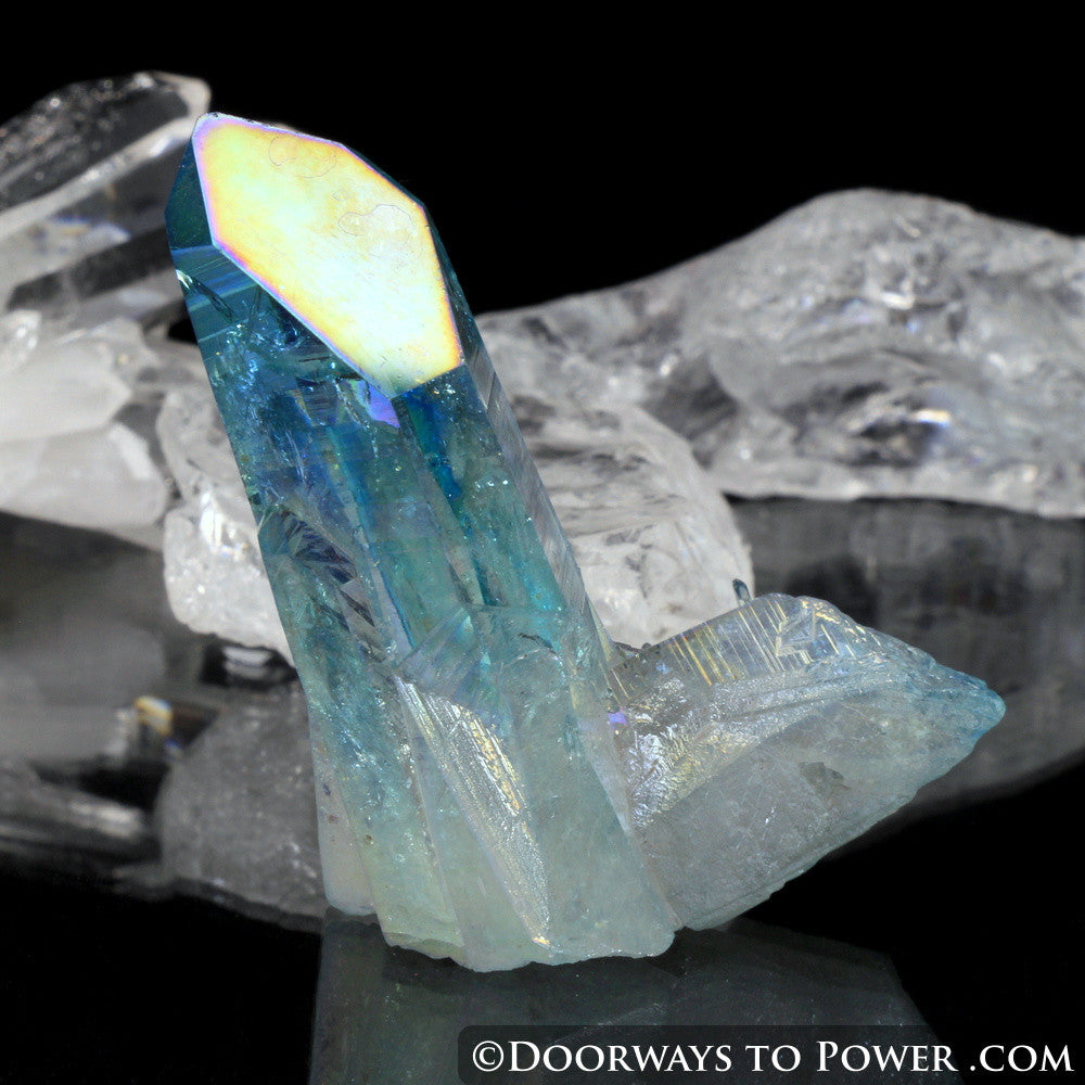 Aqua Aura Quartz Record Keeper Crystal w/ Twin