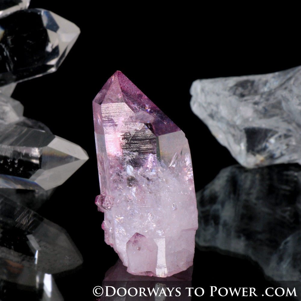 Radiant Rose Aura Arkansas Quartz Crystal Point w/ Rainbows