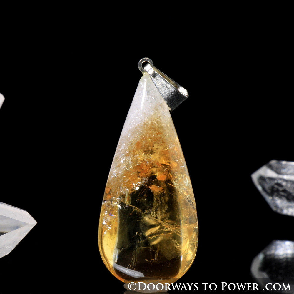 John of God Citrine Quartz Abundance Casa Crystal Drop Pendant