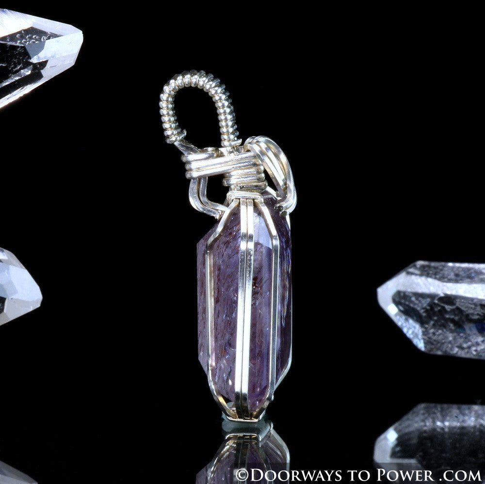 Melody Stone Super 7 Pendant w/ Rainbows .925 SS Wire Wrap