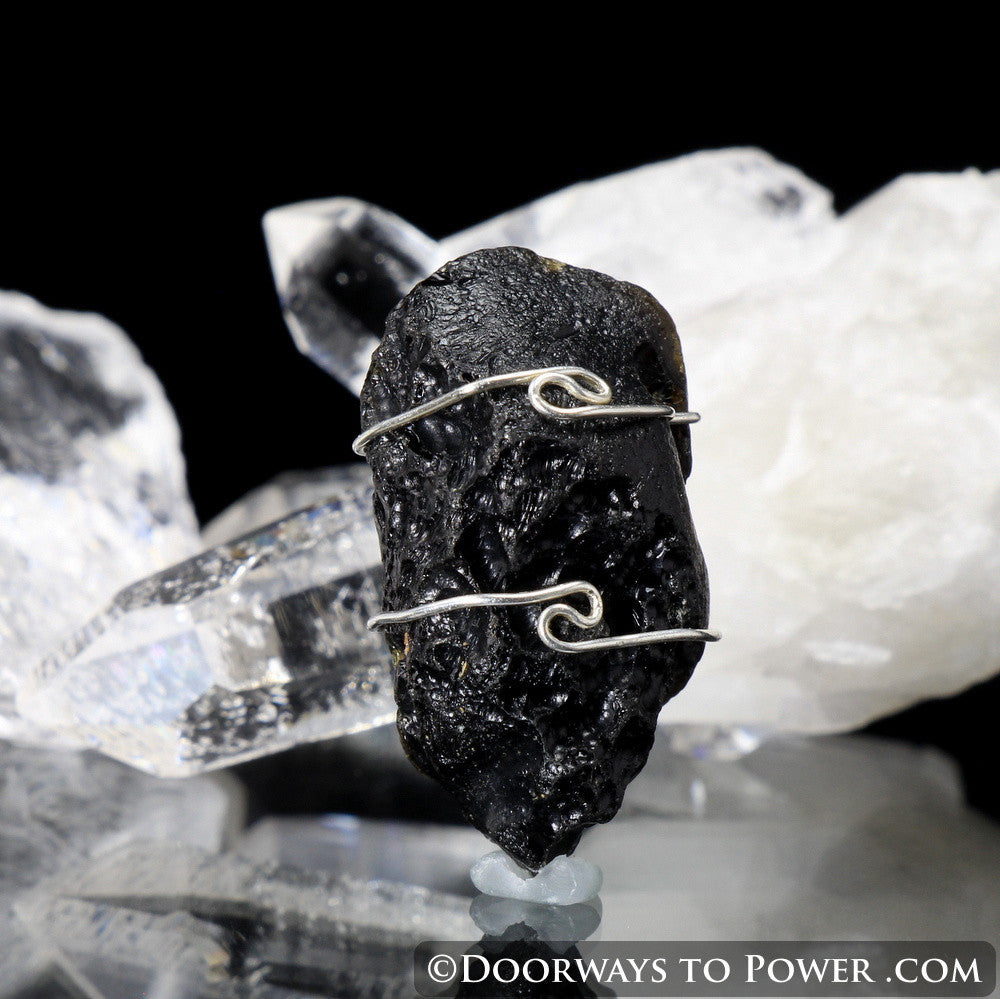 Tibetan Tektite Crystal Pendant .925 SS