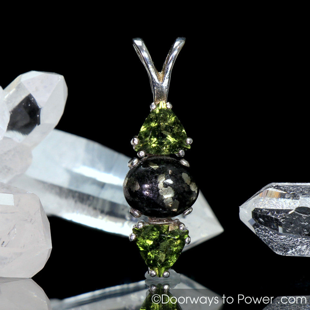 Healers Gold & Moldavite Gemstone Pendant SS