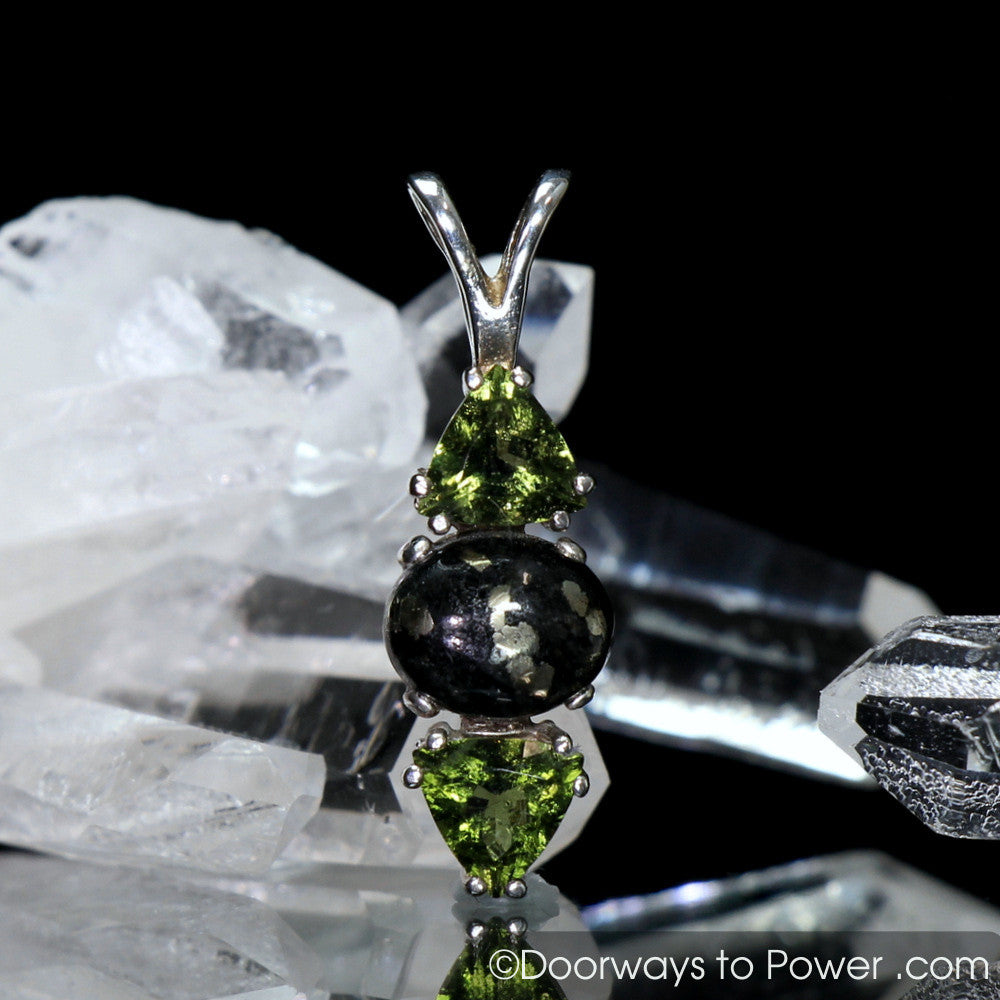 Healers Gold & Moldavite Gemstone Pendant SS