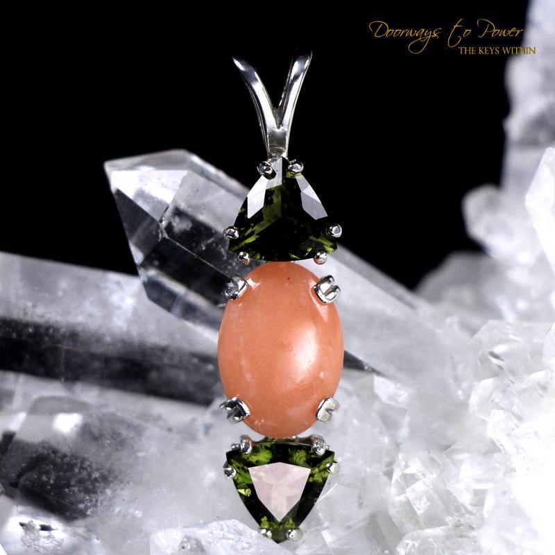 Moldavite Pendant with Satyaloka Rose Azeztulite