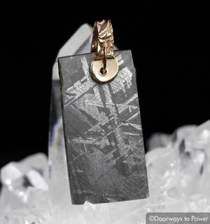 Gibeon Meteorite & Emerald Crystal Pendant 14k Gold 'Mastery Series'