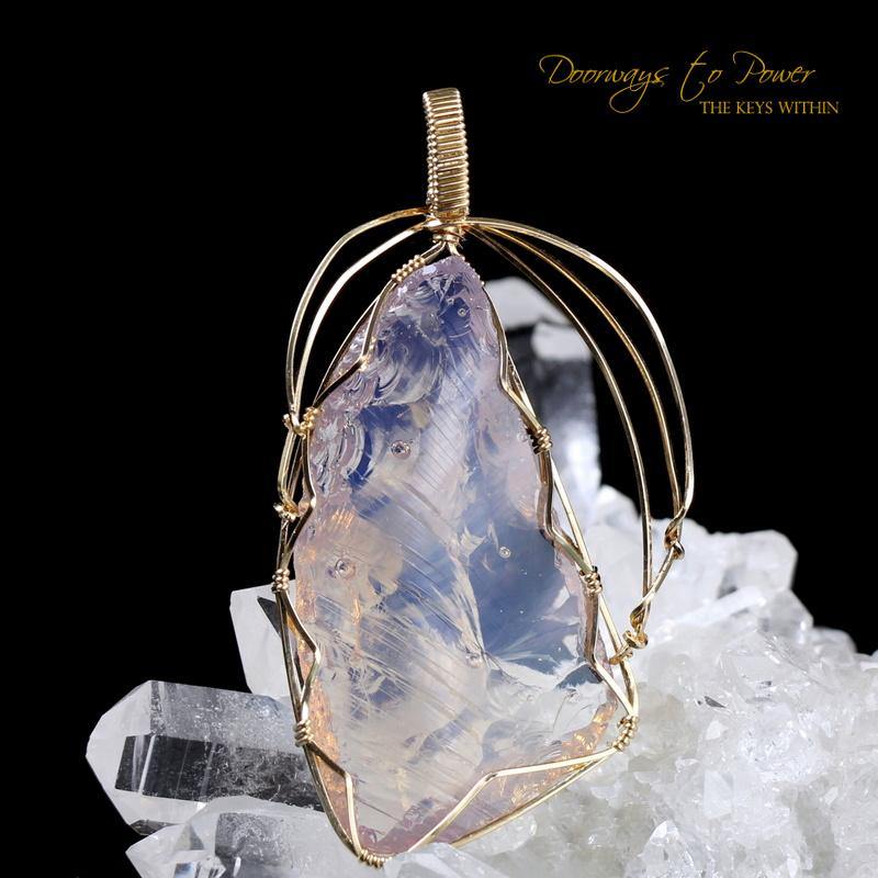 Angel Aura Opal Lemurian Etherium Andara Pendant 14k