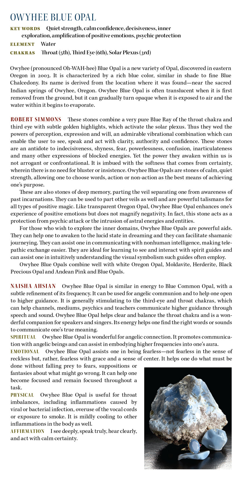 Owyhee Blue Opal Crystal Healing Pendant Oregon .925 Doorways to Power