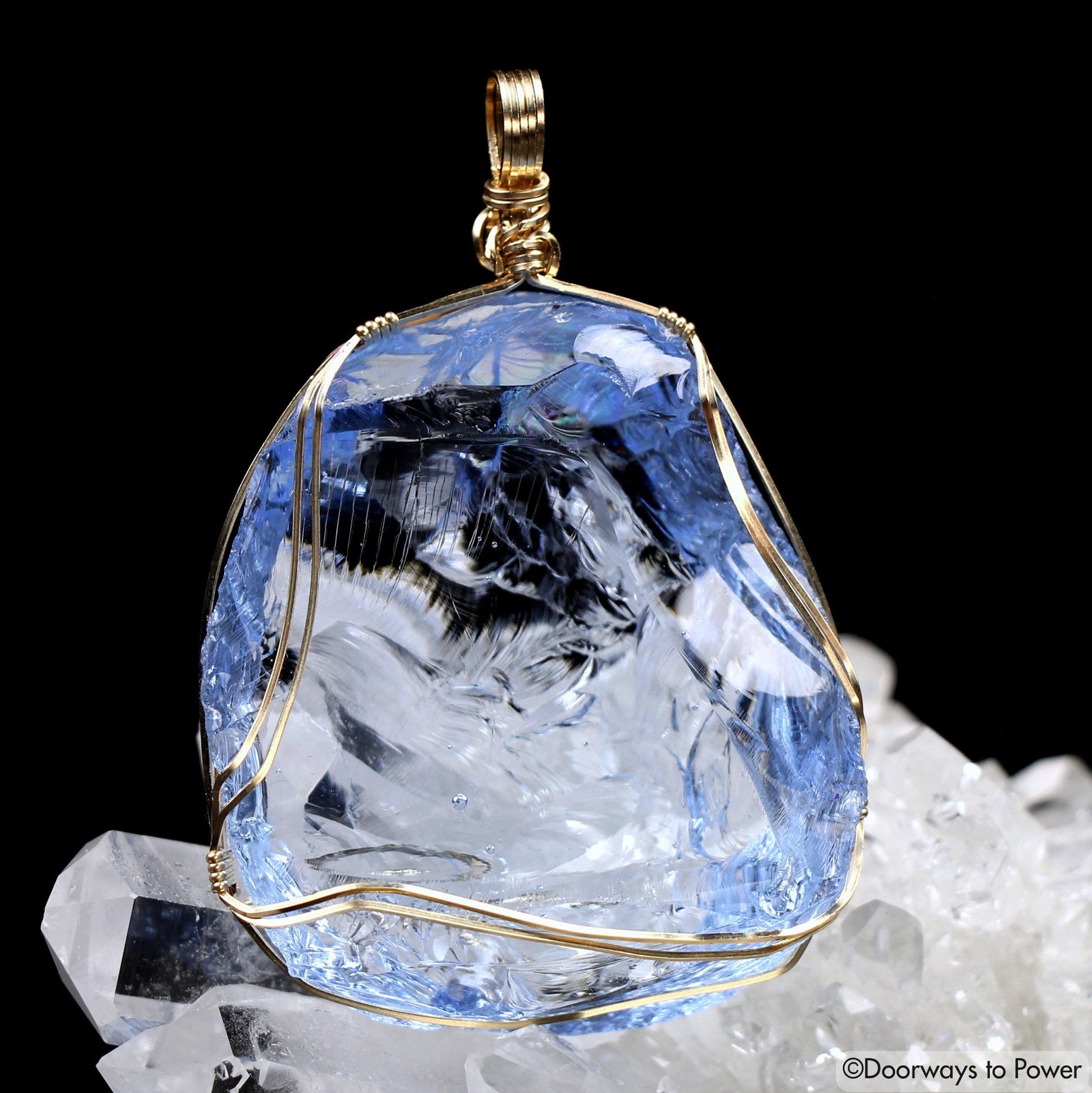 Lady Nellie Blue Andara Crystal Pendant 14k 'First & Final Synthesis'