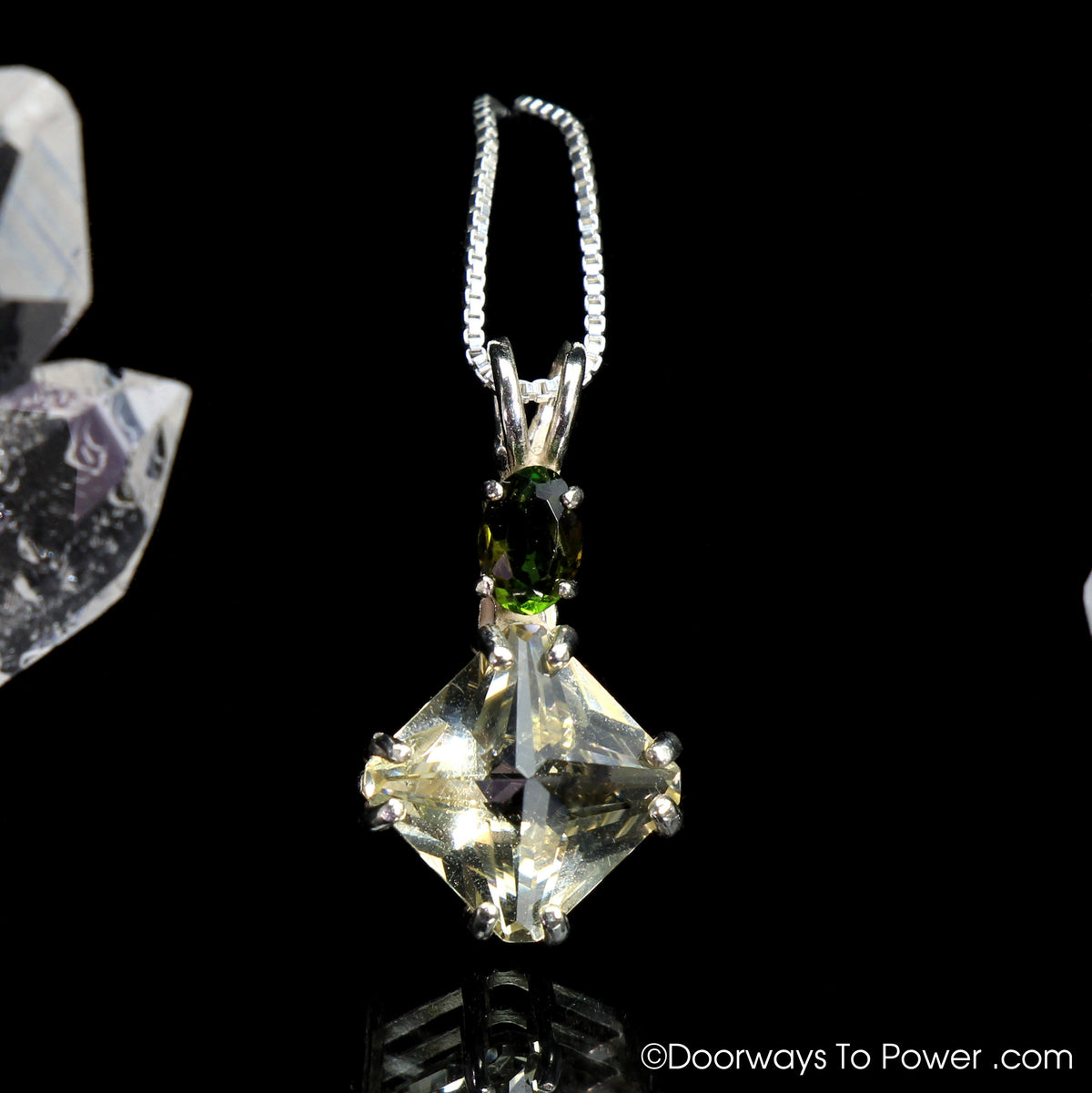 Mini Magician Stone Pendant Golden Labradorite & Green Tourmaline (RARE)