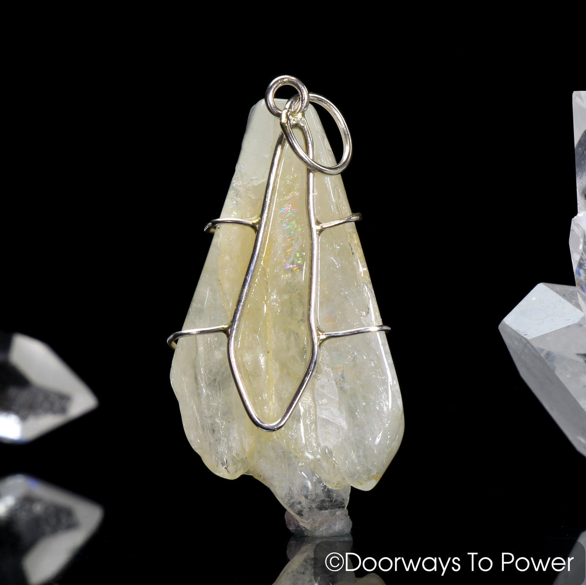 Sauralite Twin Azeztulite Crystal Pendant Azozeo Activated 