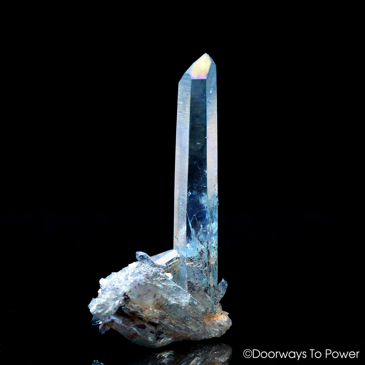 Aqua Aura Quartz Double Terminated Channeling Crystal Specimen