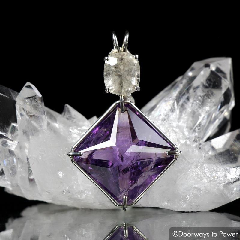 Amethyst & Phenacite Magician Stone Crystal Pendant