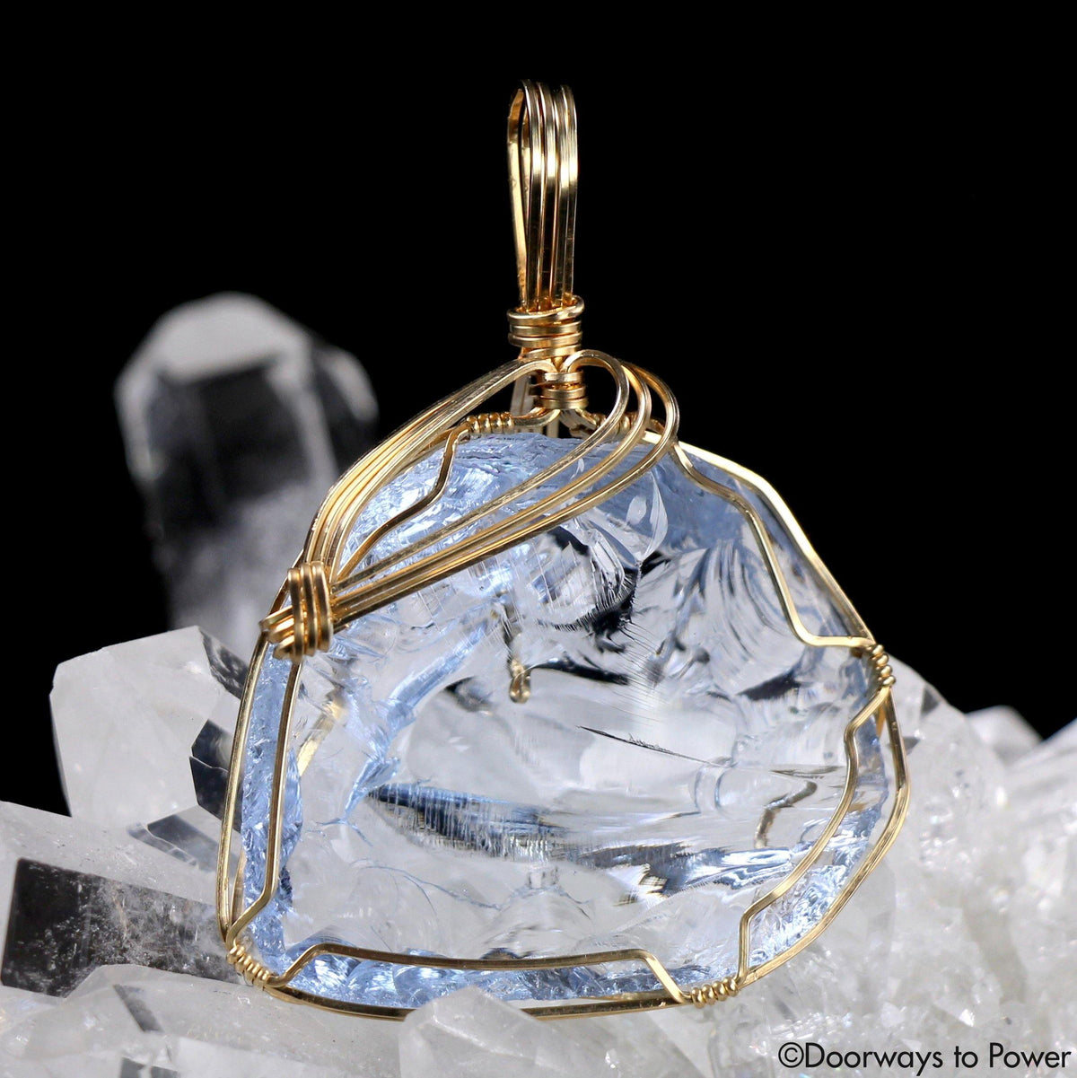 Lady Nellie Blue Andara Crystal Pendant 14k 'First & Final Synthesis'