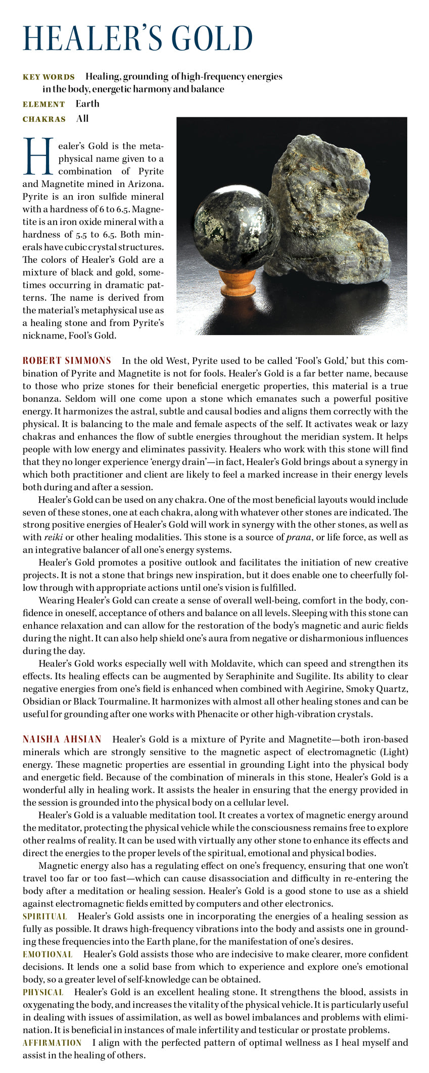 Healers Gold metaphysical Properties Meanings Uses