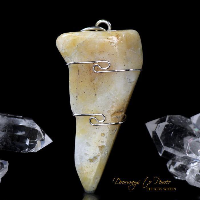 Honey & Cream Azeztulite Wire Wrap Pendant 