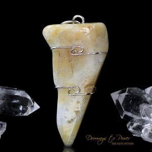 Honey & Cream Azeztulite Wire Wrap Pendant 