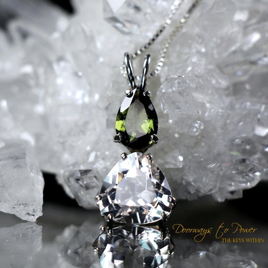 Synergy 12 Stone pendant Moldavite Danburite 