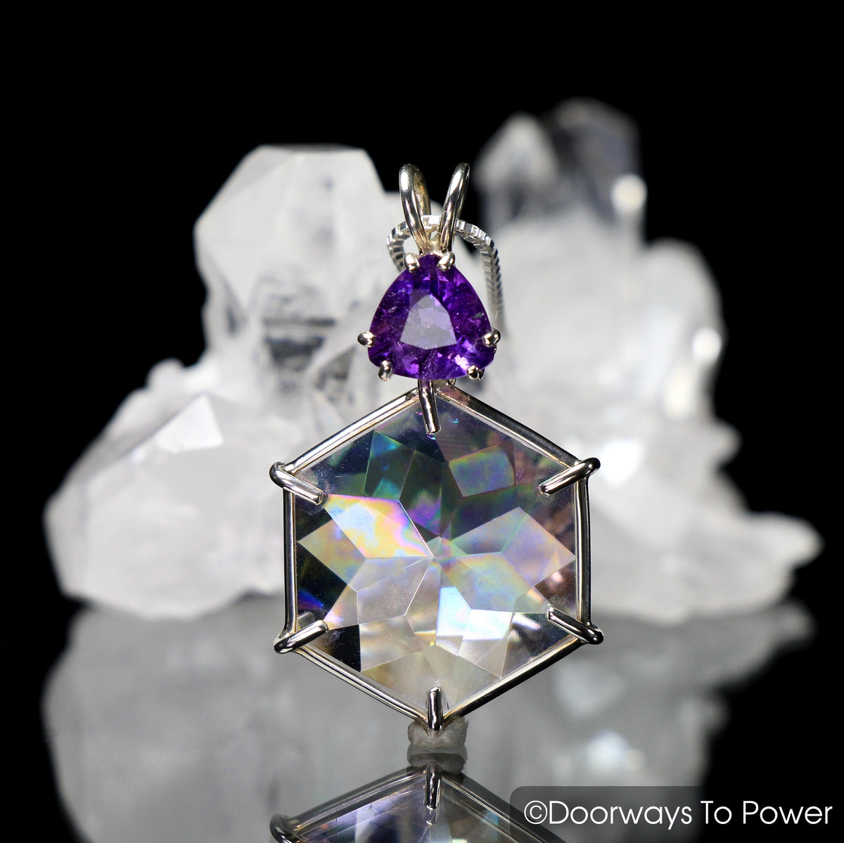 Angel Aura Amethyst Flower of Life Crystal Pendant