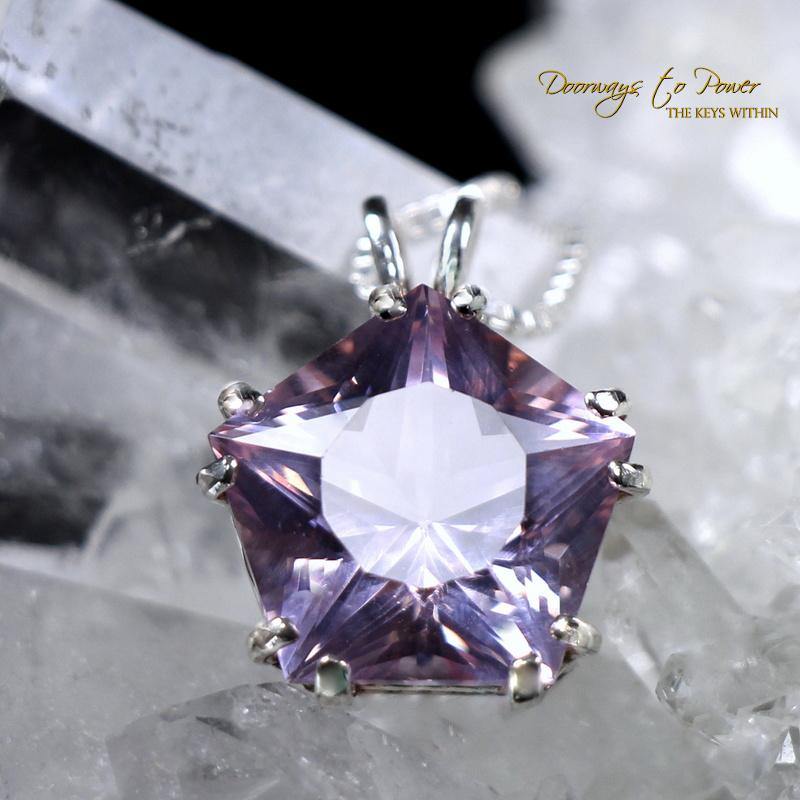 Ruby Lavender Quartz Star of Venus Pendant