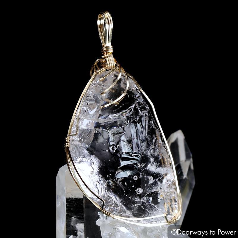 Arcturian StarSeed Pink Andara Crystal Pendant 14k 'Quantum Light Pod'