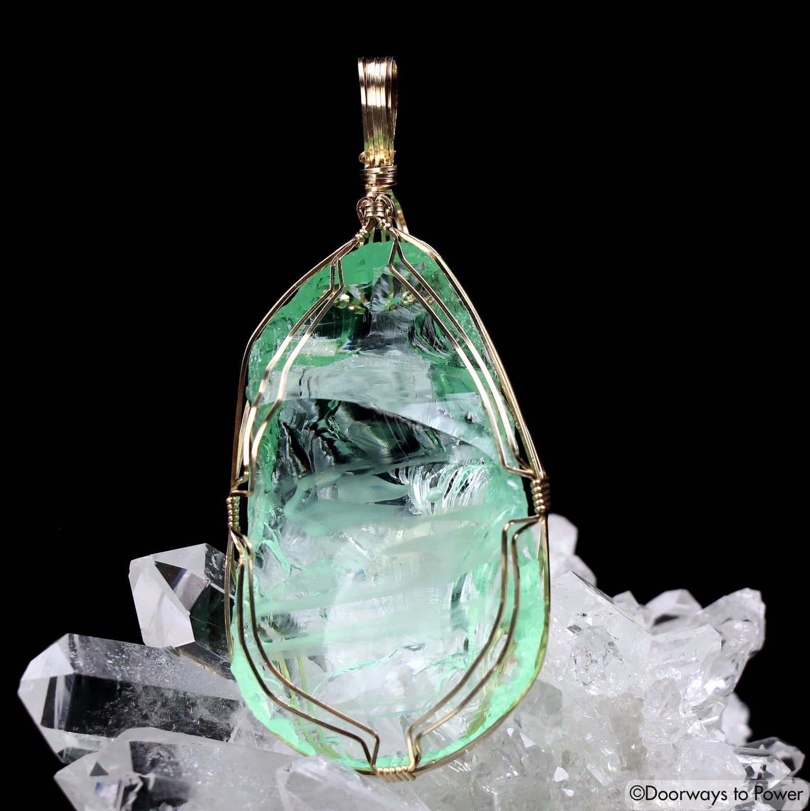 Pleiadian ET Star Elder Andara Crystal Pendant 14k Gold