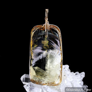 Lemurian Etherium Gold Andara Crystal Pendant 14k 'Light Essence'