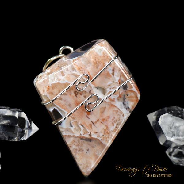 Pink Fire Azeztulite Wire Wrap Pendant