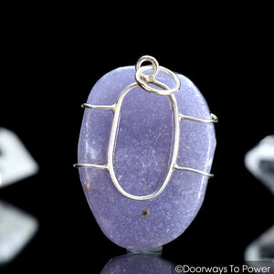 Lilac Lepidolite Gemstone Crystal Pendant .925 SS Wire Wrap