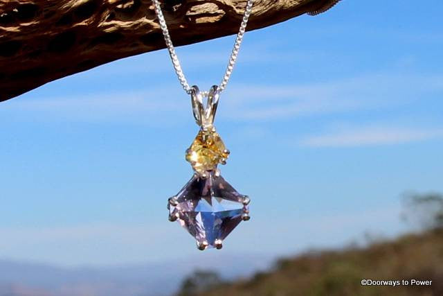 Amethyst Mini Magician Stone Pendant with Citrine