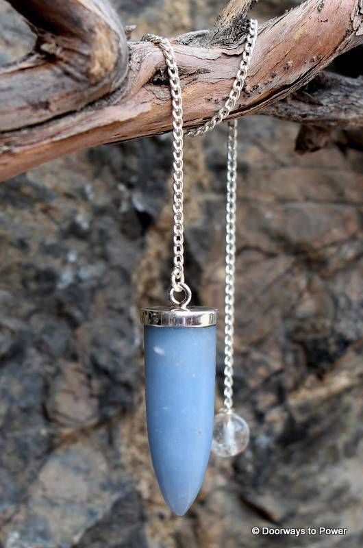 Angelite Crystal Pendulum .925 SS
