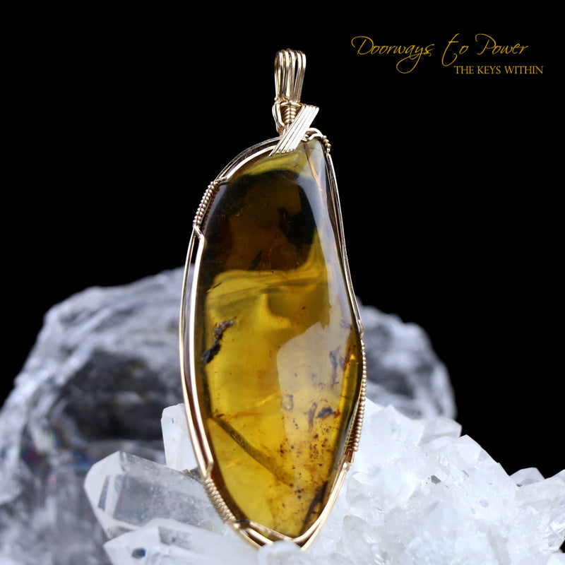 Amber Crystal Pendant 14k 'Universal Manifestation' 